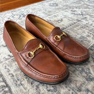 Men’s Brown Leather Cole Haan Loafers with Gold Detailing